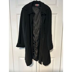 Rainshedder Women's Black Overcoat Size 20 Long Button-Up Fall Winter